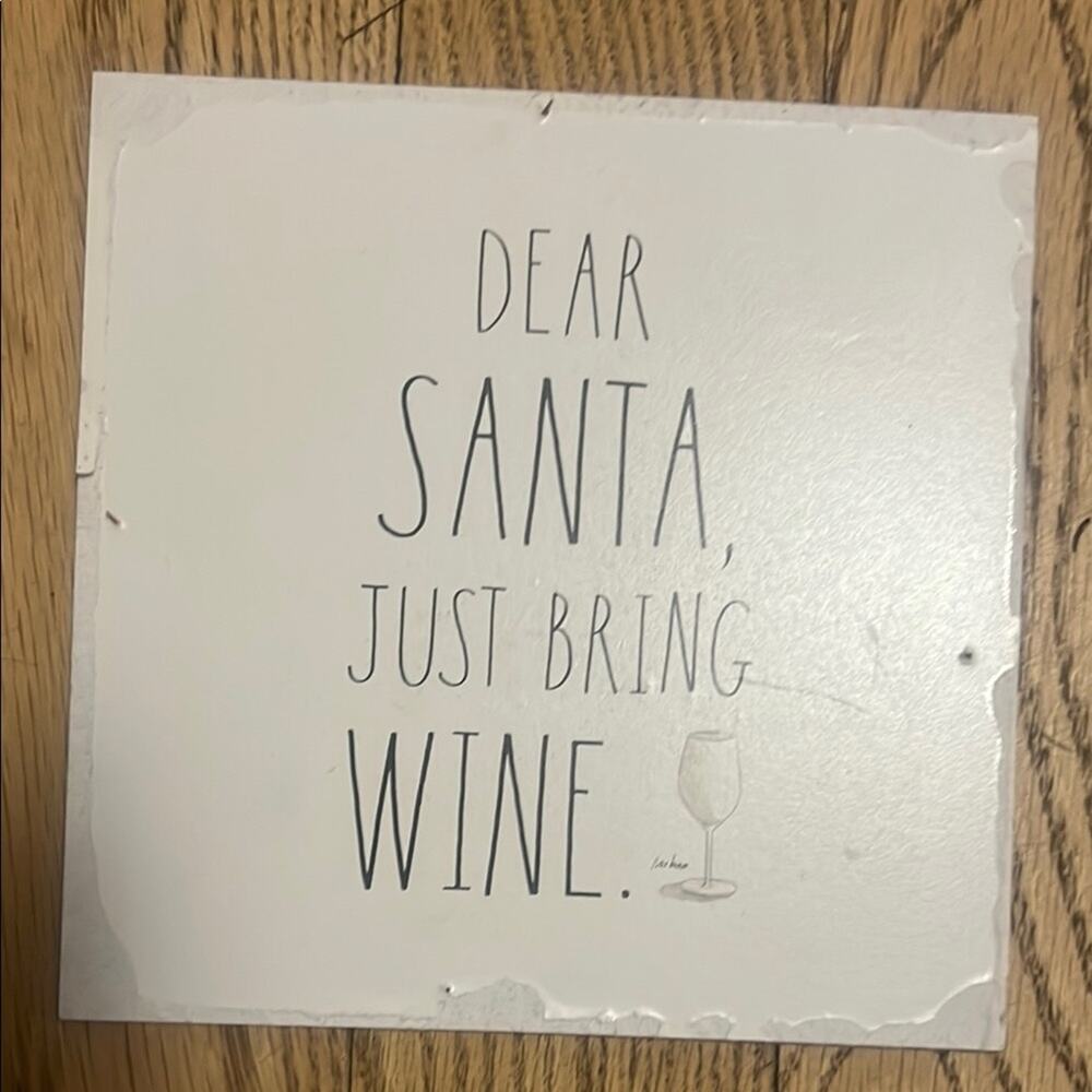 TAE DUNN BY DESIGN STYLES DEAR SANTA JUST BRING WINE‎ WALL PRINT FRAME 7X7